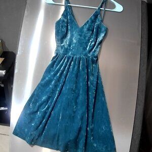 Teal Velvet Sun Dress